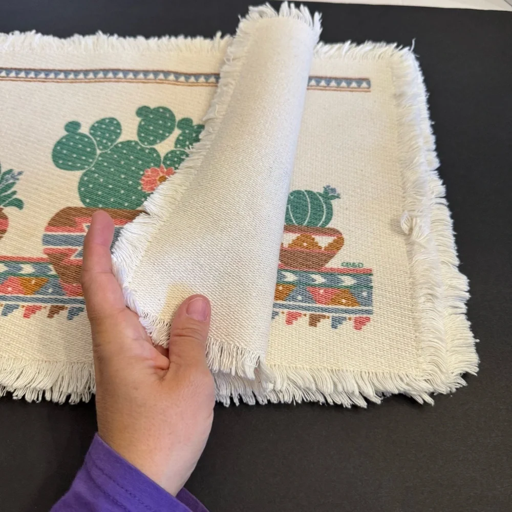 Cactus Southwest Style Set of 4  Table Placemats Plants Country Aztec Theme
